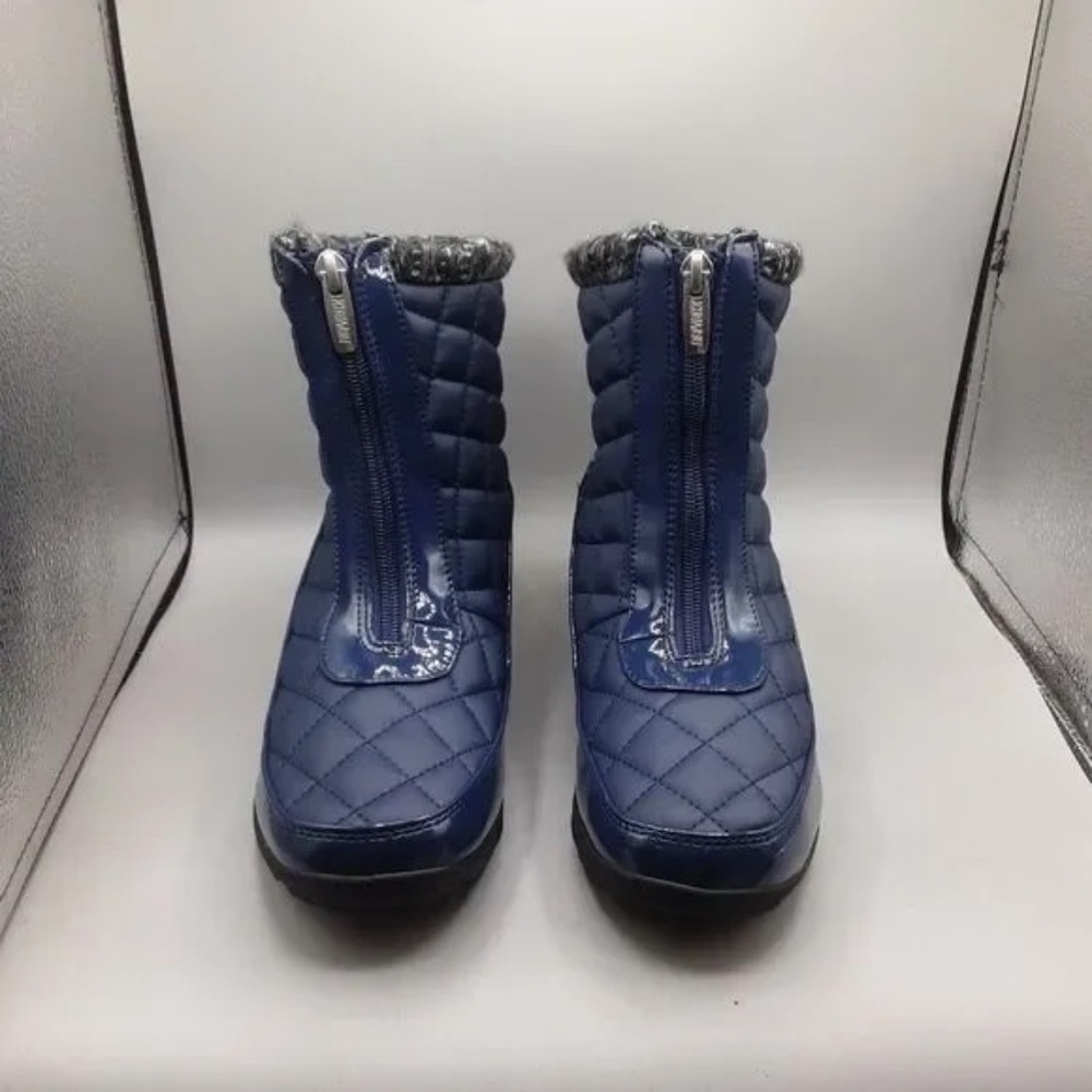 New Khombu Women's Shoe Ankle Boots Bootie Megan Waterproof Front Zip Navy Blue - Picture 6 of 6